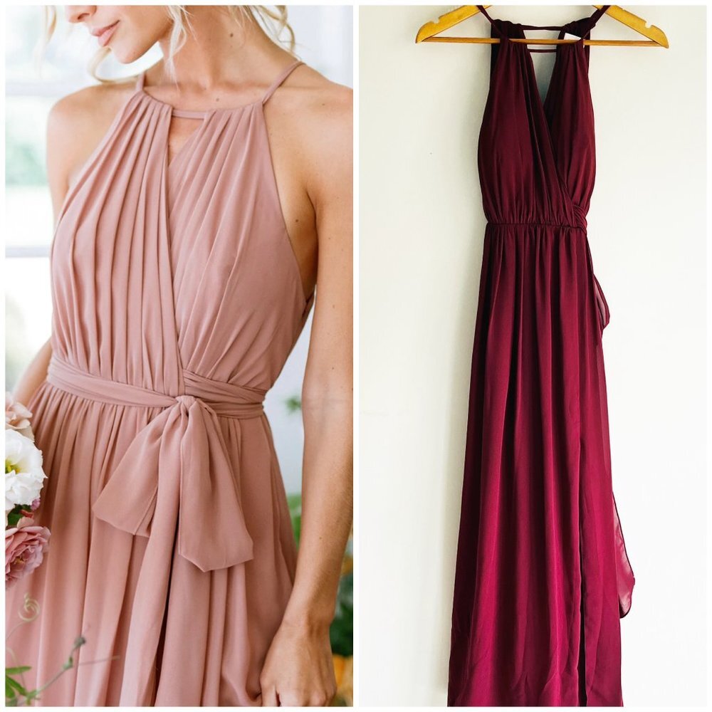 2/$30 Revelry Eliza Cinnamon Rose Chiffon Dress 0